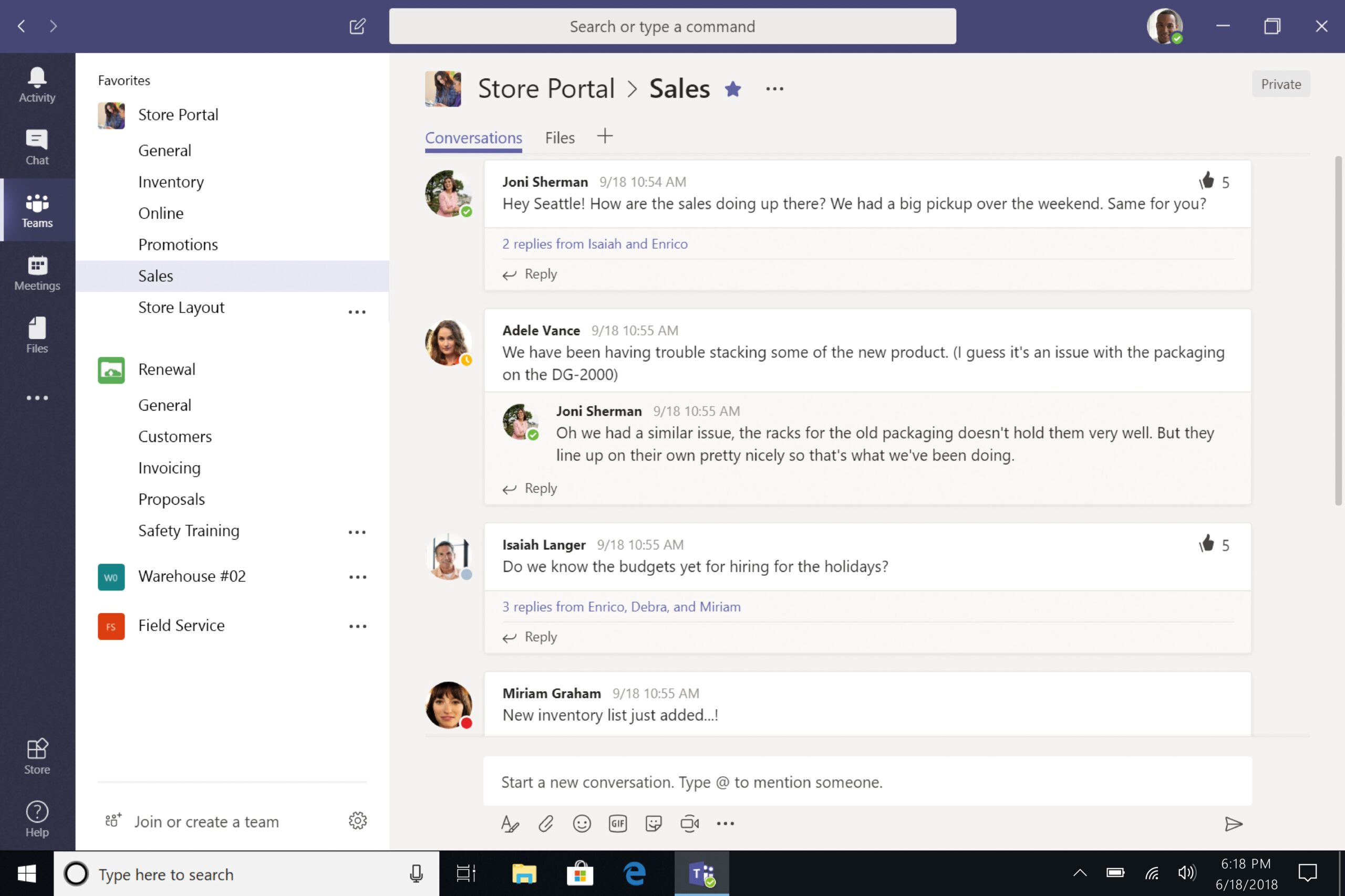 Microsoft Teams groups screenshot
