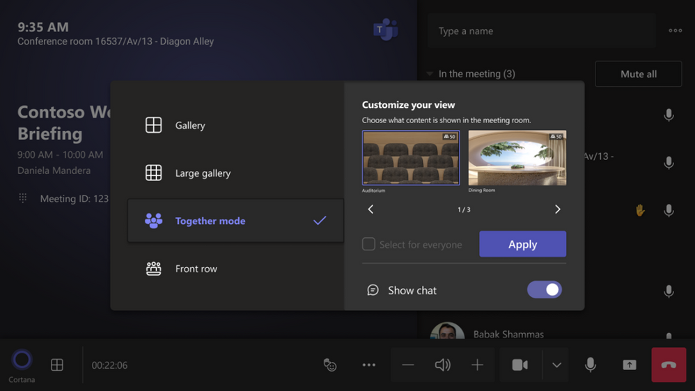 View Together mode for everyone on Teams Rooms for Windows